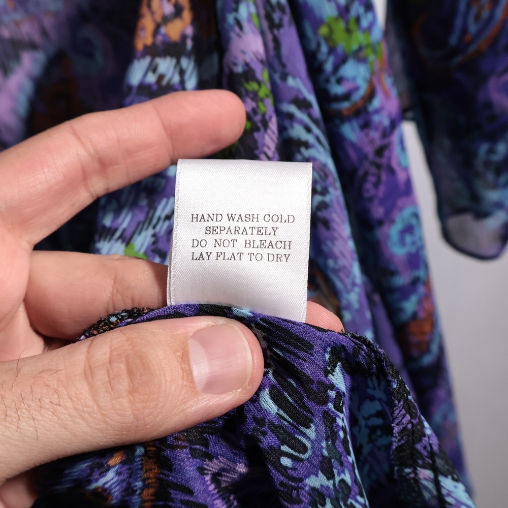 VTG‎ Slinky Brand 1X Purple Paisley Sheer Open Front Kimono Cardigan Boho Retro - Picture 5 of 7